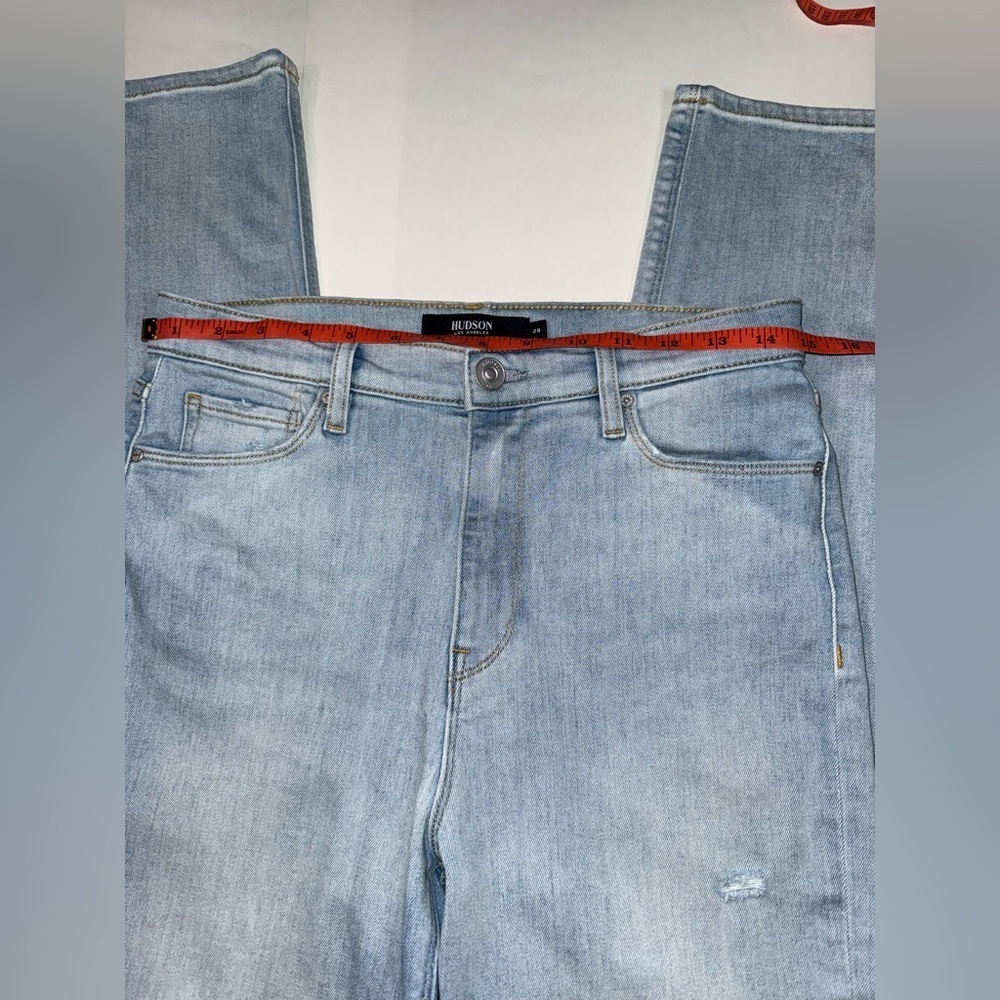 Hudson Jeans Holly Skinny Size 28 Light Blue Gray Distressed Knee High Rise - Picture 10 of 16
